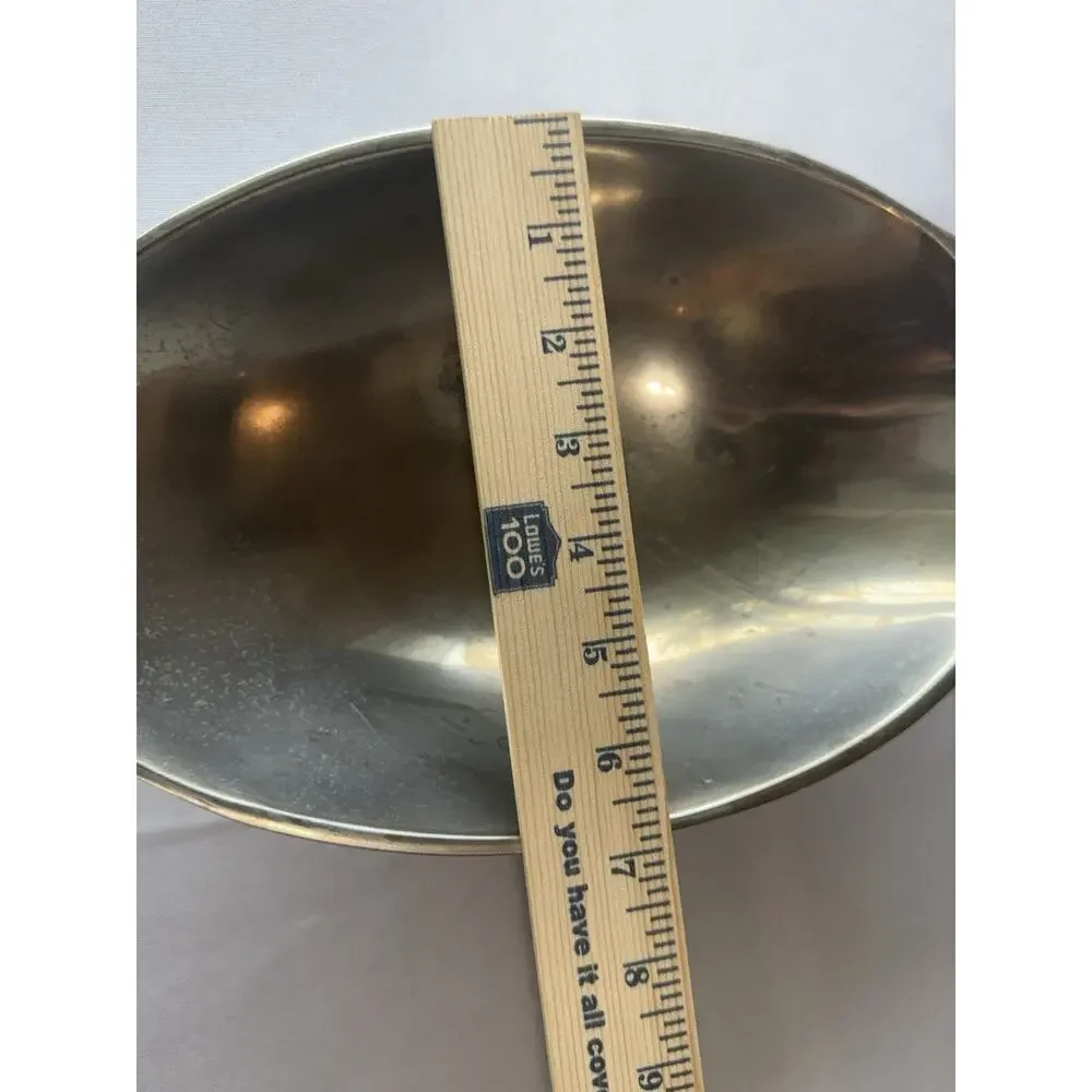 Metal Serving Trinket Bowl W/ Boho Bead Handles 12.5